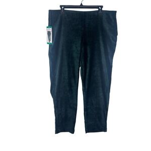 Hilary Radley Womens XL Green Velour Straight Leg Pants 29 in Inseam NEW